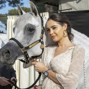 Exclusif - Nabilla Vergara, enceinte, en week end à Monaco, a fait un passage fort remarqué au Championnat du pur-sang arabe de la Méditerranée et des pays arabes au stade Rondelli à Menton le 23 juin 2019. © Patrick Varotto / Bestimage