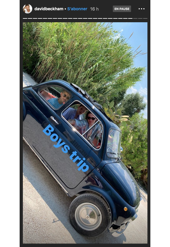 Brooklyn, Romeo et Cruz Beckham en vacances dans les Pouilles, en Italie, le 06 août 2019.