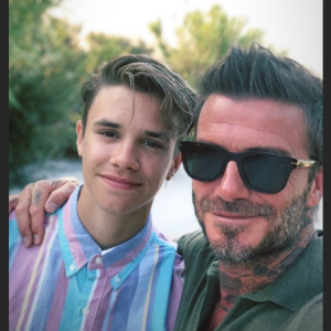 David et Brooklyn Beckham en vacances dans les Pouilles, en Italie, le 06 août 2019.