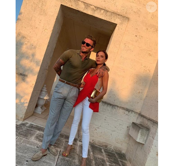 Victoria et David Beckham en vacances dans les Pouilles, en Italie, le 06 août 2019.