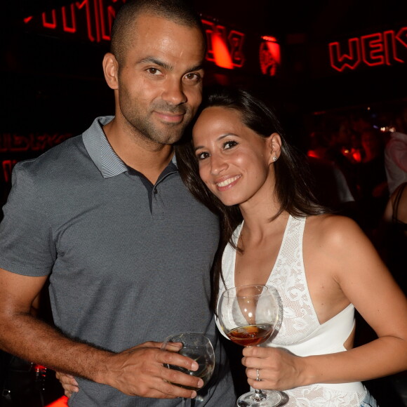 Exclusif - Tony Parker et sa femme Axelle Francine - Soirée Eleven Paris au VIP Room de Saint-Tropez, le 29 juillet 2018. © Rachid Bellak/Bestimage