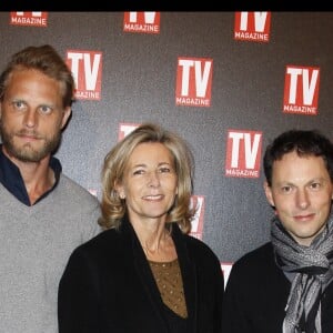 Arnaud Lemaire, Claire Chazal et Marc-Olivier Fogiel - 25 ans du magazine TV Mag, à Paris, le 9 février 2012.