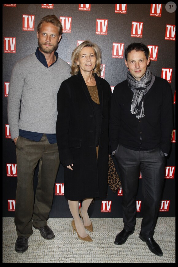 Arnaud Lemaire, Claire Chazal et Marc-Olivier Fogiel - 25 ans du magazine TV Mag, à Paris, le 9 février 2012.