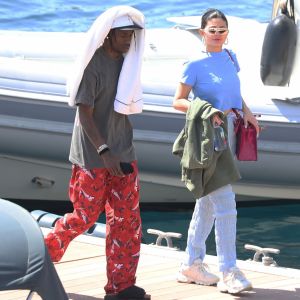 Kylie Jenner, son compagnon Travis Scott en vacances à Monaco, le 16 août 2019.