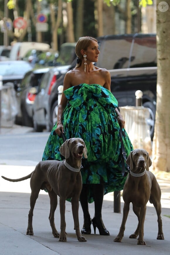 Céline Dion dans les rues de Paris, en plein shooting pour CR, le 30 juin 2019.