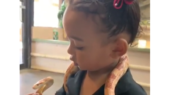 Kim Kardashian laisse sa fille Chicago (1 an et demi) jouer avec des serpents