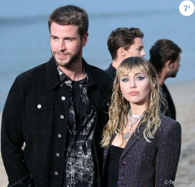 Liam Hemsworth et sa femme Miley Cyrus - Arrivées - Saint Laurent présente sa collection homme printemps-été 2020 à Malibu le 6 juin 2019. ©Cyrill Gueny / Bestimage