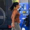 Exclusif - Christina Milian, enceinte, met de l'essence dans sa Mercedes-Benz G-wagon dans le quartier de Beverly Hills à Los Angeles, le 22 août 2019.