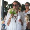 Heidi Klum et son mari T. Kaulitz déjeunent avec leurs invités au restaurant La Fontelina, le lendemain de leur mariage à Capri. Le 4 Aout 2019.