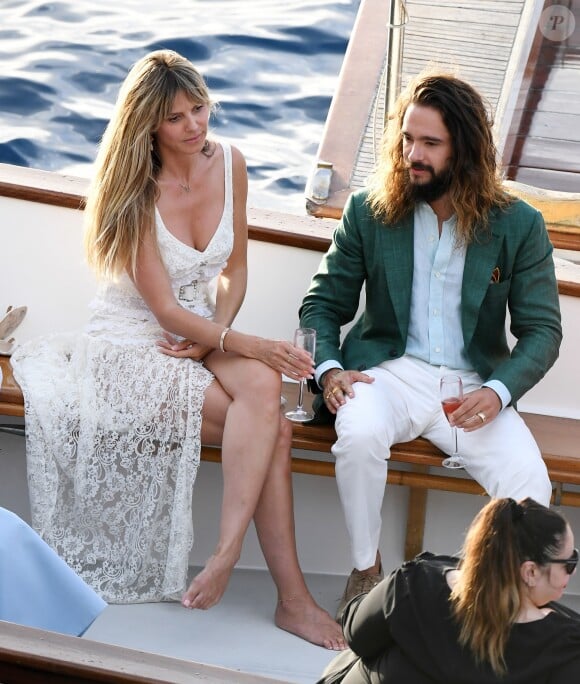 Arrivées en bateau à la réception à la veille du mariage d'Heidi Klum et Tom Kaulitz au restaurant Riccio à Capri, le 2 août 2019.