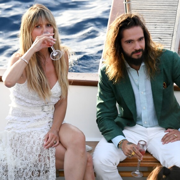 Arrivées en bateau à la réception à la veille du mariage d'Heidi Klum et Tom Kaulitz au restaurant Riccio à Capri, le 2 août 2019.