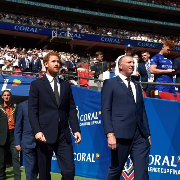 Le prince Harry, duc de Sussex, lors du match de finale de la Rugby League Challenge Cup à Londres le 24 août 2019.