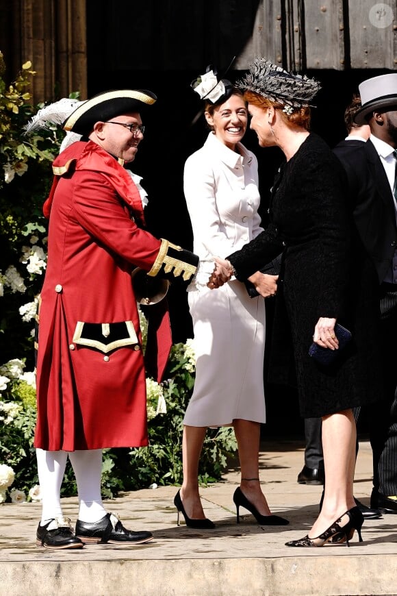 Benjamin Fry et Sarah Margaret Ferguson, duchesse d'York - Les invités arrivent au mariage de E. Goulding et C. Jopling en la cathédrale d'York, le 31 août 2019