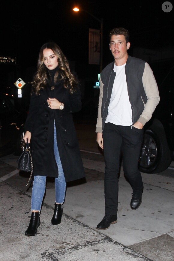 Miles Teller et sa fiancée Keleigh Sperry arrivent au restaurant Craig à West Hollywood le 18 janvier 2019.