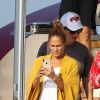 Jennifer Lopez profite de son yacht au large de Saint-Tropez le 3 septembre 2019.