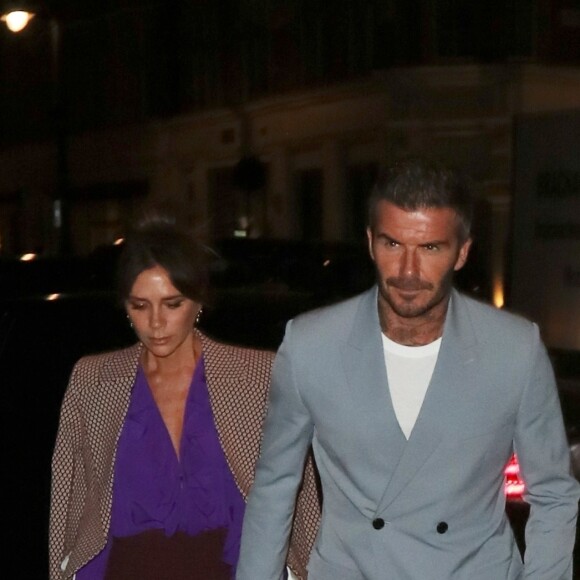 David Beckham, Victoria Beckham - Les célébrités assistent au dîner Beckham organisé au "Harry's Bar" lors de la Fashion week à Londres, le 15 septembre 2019.