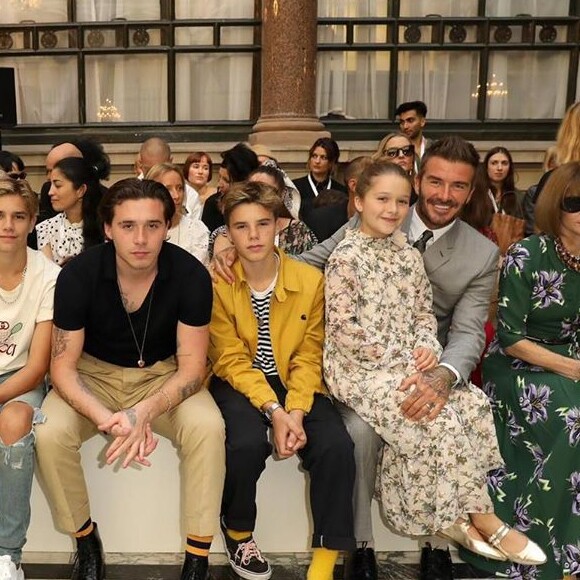 La famille de Victoria Beckham lors de son défilé de mode, à Londres, le 15 septembre 2019.