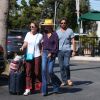 Laeticia Hallyday et son compagnon Pascal Balland avec Marine, l'ex-femme de Pascal Balland, à Los Angeles, avant d'aller chercher leurs filles à l'école. Le 13 septembre 2019