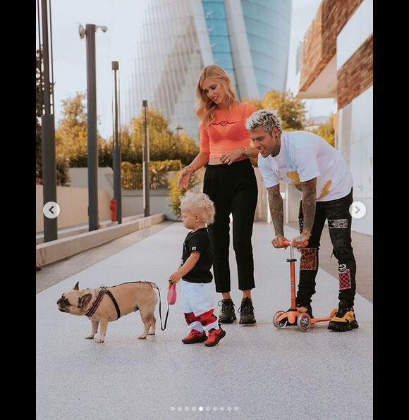 Chiara Ferragni, son mari Fedez et leur fils Leo. Septembre 2019.