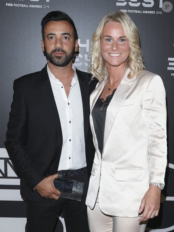 Karim Kessaci et sa compagne Amandine Henry - Les célébrités arrivent à la cérémonie des Trophées Fifa "The Best" 2019 à la Scala à Milan, Italie le 23 septembre 2019. © Pierre Perusseau/Bestimage