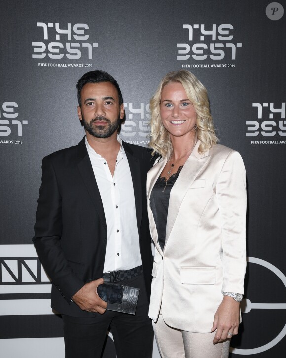 Karim Kessaci et Amandine Henry - Les célébrités arrivent à la cérémonie des Trophées Fifa "The Best" 2019 à la Scala à Milan, Italie le 23 septembre 2019. © Pierre Perusseau/Bestimage