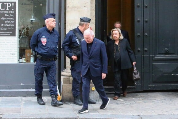 François Pinault, sa femme Maryvonne et François-Henri Pinault - Les membres de la famille Pinault passent au domicile de Jacques Chirac à Paris le 26 septembre 2019. Jacques Chirac et sa femme vivaient dans un hôtel particulier prêté par la famille Pinault.