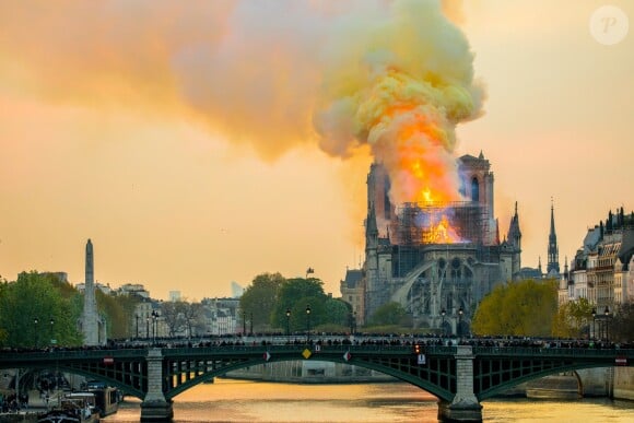Incendie de la cathédrale Notre-Dame de Paris, le 15 avril 2019. © Jérémy Melloul / Bestimage