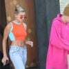 Hailey Baldwin Bieber et son mari Justin Bieber arrivent et sortent à l'école de danse sur 3rd Street à Los Angeles, le 30 août 2019