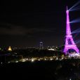 Illustration de la Tour Eiffel en Rose à l'occasion du lancement de la 26ème campagne d'Octobre Rose par l'association Le Cancer du Sein, Parlons-en ! sur le Champ de Mars à Paris, France, le 1er octobre 2019. © Denis Guignebourg/Bestimage