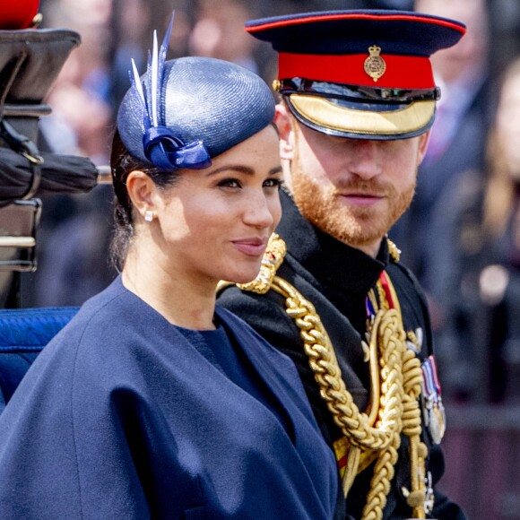 Meghan Markle, duchesse de Sussex, a fait une réapparition publique en plein congé maternité pour assister aux cérémonies de Trooping the Colour le 8 juin 2019 au palais de Buckingham, à Londres.