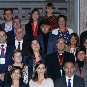 Letizia d'Espagne lors de l'inauguration du séminaire international sur les langues et le journalisme intitulé "Espagnol et machines: langues, éthique et journalisme" à San Miguel de la Cogolla, à La Rioja, le 3 octobre 2019.