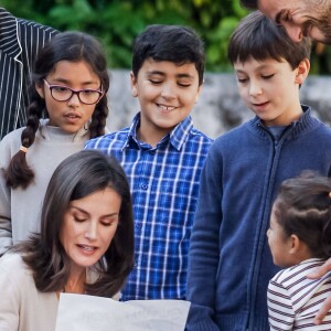 Letizia d'Espagne lors de l'inauguration du séminaire international sur les langues et le journalisme intitulé "Espagnol et machines: langues, éthique et journalisme" à San Miguel de la Cogolla, à La Rioja, le 3 octobre 2019.