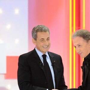 Exclusif - Nicolas Sarkozy et Michel Drucker - Enregistrement de l'émission "Vivement Dimanche" à Paris le 30 septembre 2019. Diffusion le 06/10/2019 sur France 2. © Guillaume Gaffiot/Bestimage
