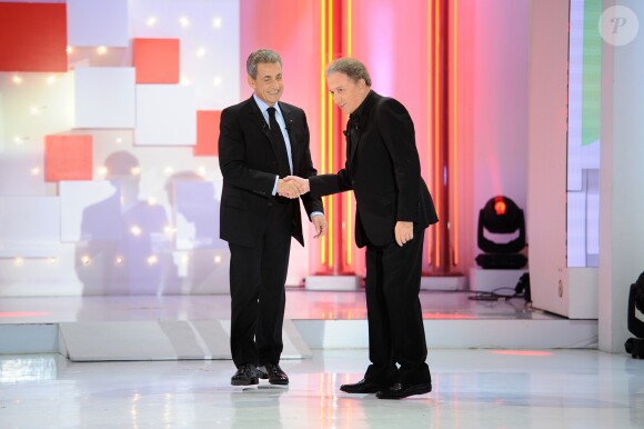Exclusif - Nicolas Sarkozy et Michel Drucker - Enregistrement de l'émission "Vivement Dimanche" à Paris le 30 septembre 2019. Diffusion le 06/10/2019 sur France 2. © Guillaume Gaffiot/Bestimage