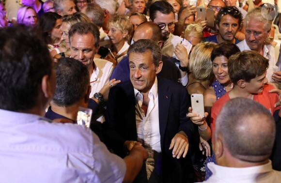 Semi-exclusif - Renaud Muselier, Nicolas Sarkozy - Carla Bruni-Sarkozy en concert au théâtre de Verdure du Grand Jardin à Le Lavandou le 23 juillet 2019. © Dominique Jacovides-Cyril Moreau/Bestimage