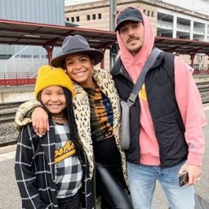 Christina Milian, M. Pokora et Violet à Strasbourg le 6 octobre 2019.