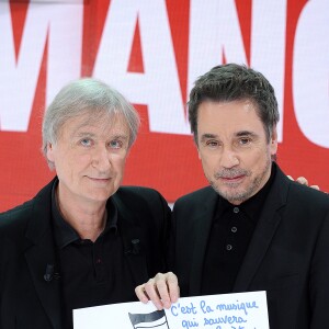 Exclusif - Plantu et Jean-Michel Jarre - Enregistrement de l'émission "Vivement Dimanche" au studio Gabriel à Paris le 31 octobre 2018. L'émision sera diffusée le 18 novembre 2018. © Guillaume Gaffiot/Bestimage