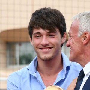 Claude, Dylan et Didier Deschamps durant l'inauguration du Stade de football Didier Deschamps à Cap d'Ail le 12 septembre 2018. © Bruno Bebert / Bestimage