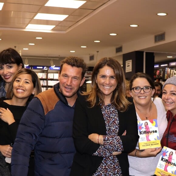 Exclusif - Aurore Aleman, Ludivine Retory, Géraldine Maillet, Benjamin Castaldi, Valérie Bénaïm, Emilie Lopez et sa compagne Noemie Lefort, Laurie Cholewa, Caroline Ithurbide - Sortie livre de Valérie Bénaïm à la librairie Eyrolles à Paris le 13 octobre 2019. © Cédric Perrin/Bestimage