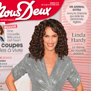 Linda Hardy en couverture du magazine "Nous Deux", pour la semaine du 14 octobre 2019.