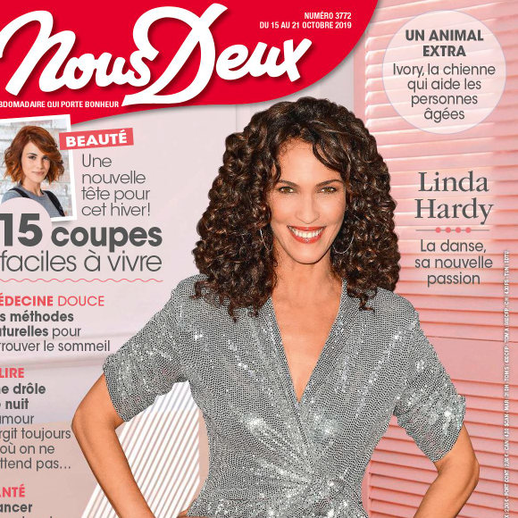Linda Hardy en couverture du magazine "Nous Deux", pour la semaine du 14 octobre 2019.