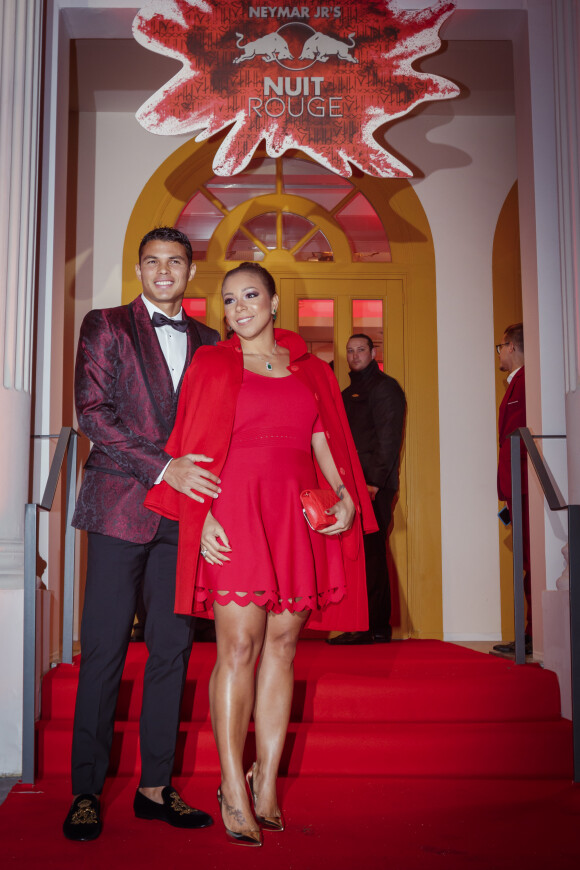 Thiago Silva et sa femme Isabele da Silva lors de la soirée d'anniversaire "Neymar JR'S: Nuit Rouge" des 27 ans de Neymar Jr. au Pavillon Gabriel à Paris, France, le 4 février 2019. © Sarah Bastin/Red Bull Content Pool/Bestimage