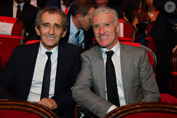 Alain Prost, récompensé pour l'ensemble de sa carrière, Prix de la légende 2019, et Didier Deschamps durant la soirée des Sportel Awards 2019 au Grimaldi Forum à Monaco le 22 octobre 2019. © Bruno Bebert/Bestimage