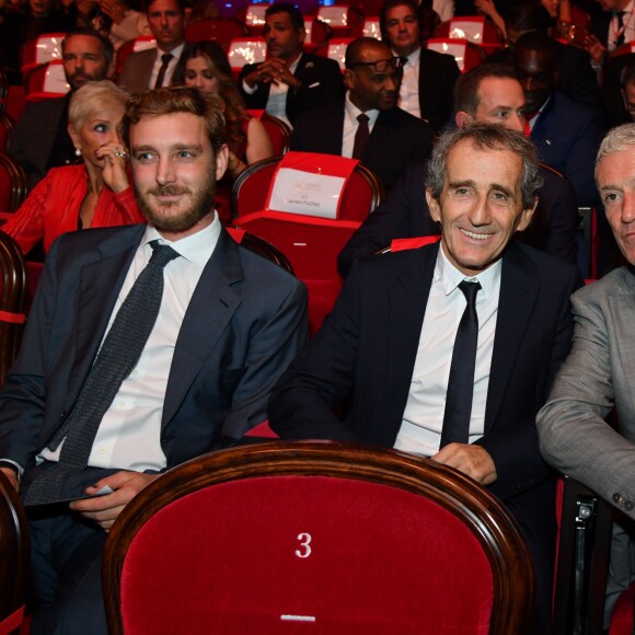 Pierre Casiraghi, Alain Prost, récompensé pour l'ensemble de sa carrière, Prix de la légende 2019, et Didier Deschamps durant la soirée des Sportel Awards 2019 au Grimaldi Forum à Monaco le 22 octobre 2019. © Bruno Bebert/Bestimage