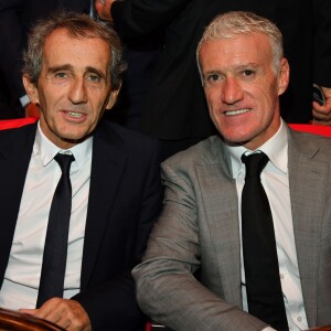 Alain Prost, récompensé pour l'ensemble de sa carrière, Prix de la légende 2019, et Didier Deschamps durant la soirée des Sportel Awards 2019 au Grimaldi Forum à Monaco le 22 octobre 2019. © Bruno Bebert/Bestimage