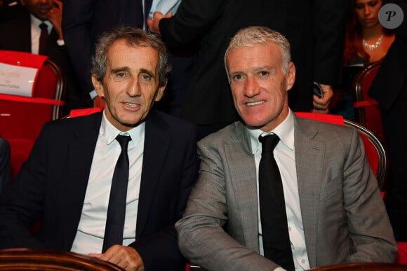 Alain Prost, récompensé pour l'ensemble de sa carrière, Prix de la légende 2019, et Didier Deschamps durant la soirée des Sportel Awards 2019 au Grimaldi Forum à Monaco le 22 octobre 2019. © Bruno Bebert/Bestimage