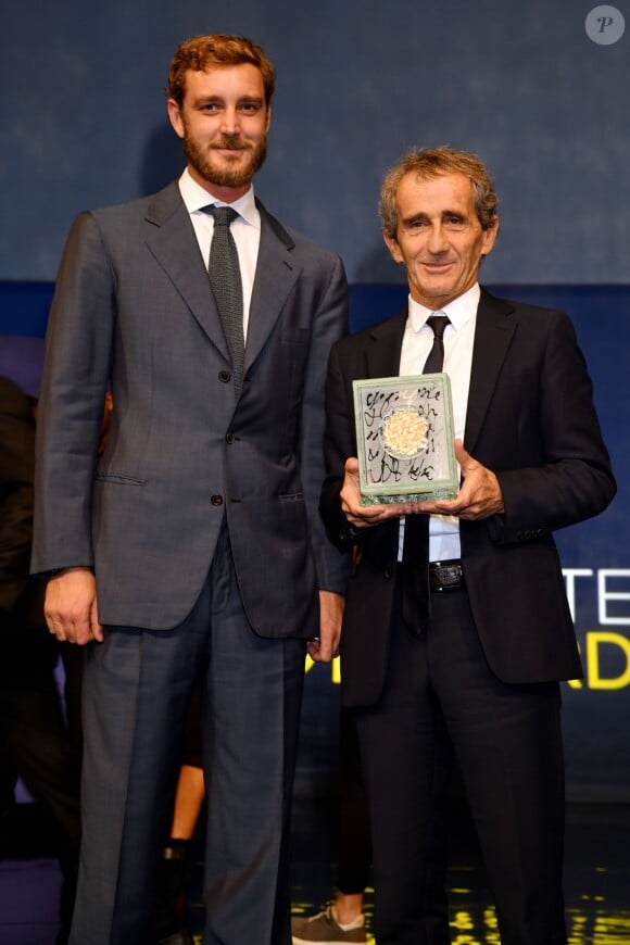 Pierre Casiraghi et Alain Prost, récompensé pour l'ensemble de sa carrière, Prix de la légende 2019, durant la soirée des Sportel Awards 2019 au Grimaldi Forum à Monaco le 22 octobre 2019. © Bruno Bebert/Bestimage