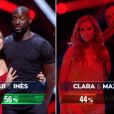 Clara Morgane et Maxime Dereymez sont éliminés de l'émission "Danse avec les stars 10". TF1. Le 26 octobre 2019.