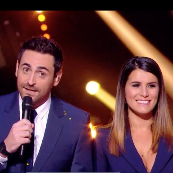 Camille Combal et Karine Ferri dans l'émission "Danse avec les stars 10". TF1. Le 26 octobre 2019.