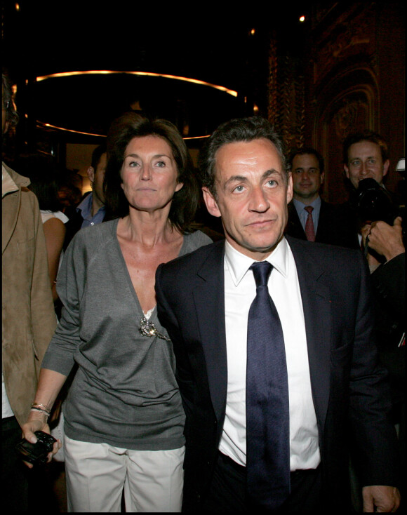 Cécilia Sarkozy et Nicolas Sarkozy lors d'une soirée au Fouquet's, à Paris, le 7 mai 2007.
